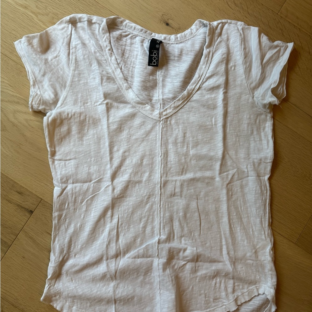 bobi White V-Neck T-Shirt